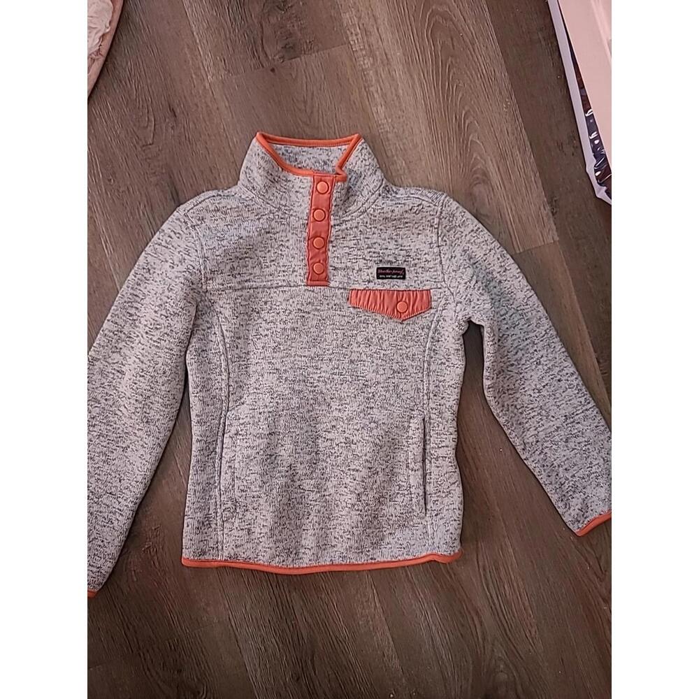 Weatherproof Vintage Girls Small 7/8 Quarter Snap Child Sweatshirt Gray Pink